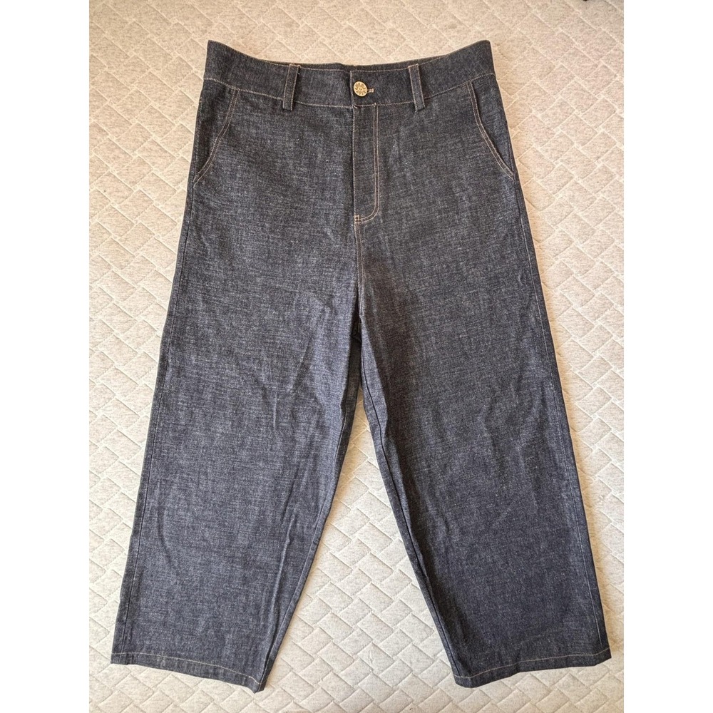 House Of Errors Jeans Mens 40x30 Blue Melting Leather Selvedge Denim Wide Leg - Picture 3 of 11